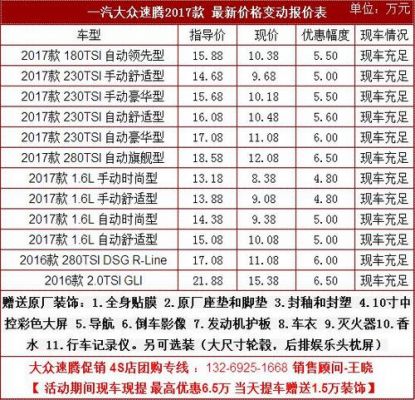 一汽大众车报价（大众一汽大众报价）